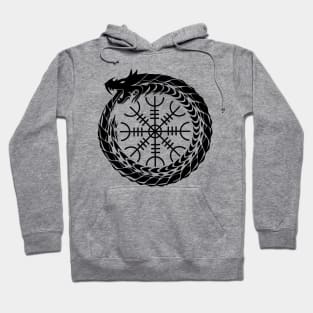 Ouroboros with the Helm of Awe (black symbol) Hoodie